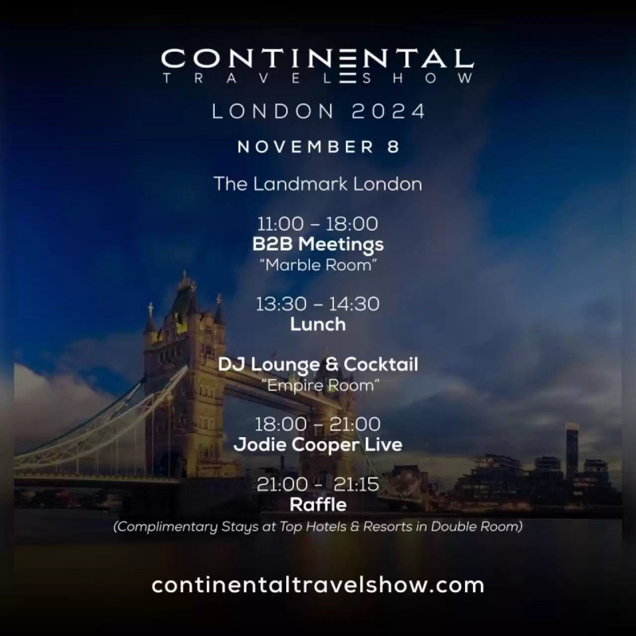 Continental Travel Show 2024; Returns on November 8th at The Landmark London, Featuring B2B Workshop with Caria Holidays